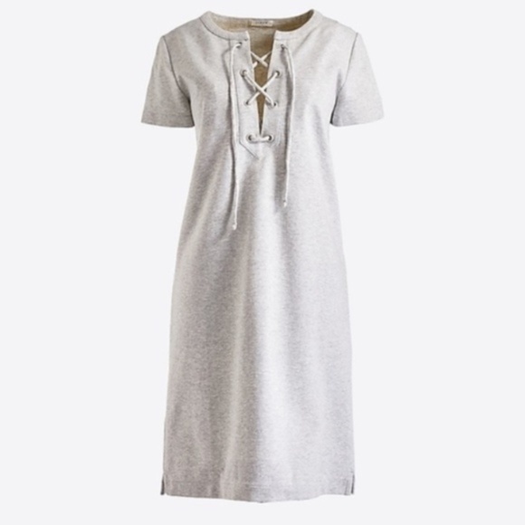 Make Offer J. Crew Gray Lace-up Sweatshirt Dress - Picture 1 of 7